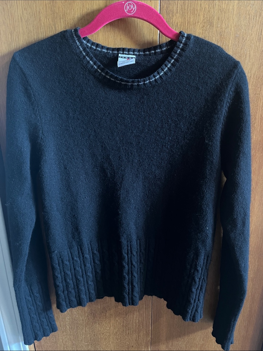 Tommy Hilfiger Black Crewneck Sweater with Cable Hem